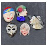 Lady Face Brooches