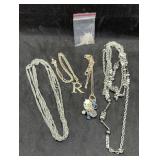 5 Silver Tone Necklaces