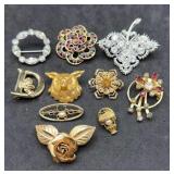 Group of 10 Brooches