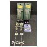 Silver tone Butterfly Earrings & clip Pins