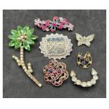 7 Rhinestone Brooches