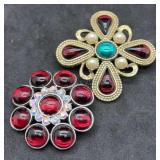 Poured Glass Brooches 1 Signed