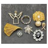 Goldtone & Rhinestone Brooches
