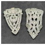 Art Deco Rhinestone Fur Clips