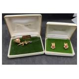 Krementz 14kOverlay Rose Brooch & Earring Set