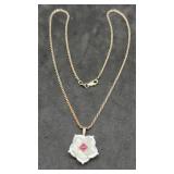 Sterling Necklace Mother of Pearl Flower Charm