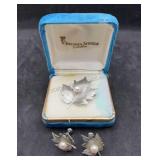 Signed Sterling Screw Earrings & Brooch