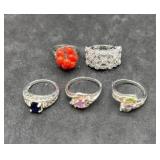 5 Sterling Rings
