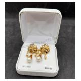 10kt Gold Rhinestone Enamel Earrings