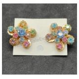 Vintage Rhinestone Julianna? clip on Earrings