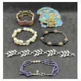 6 Piece Bracelet Lot Coro, Agate Beaded