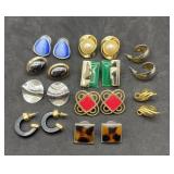 10 Pair Enameled Gold & Silver Tone Earrings