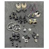 10 Pair Black Colored Dangle Earrings