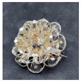 Sterling Filagree Brooch 8.6 Grams