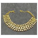 Gold Tone Rhinestone Choker Necklace