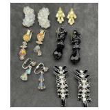 6 Pair Rhinestone Clip on Earrings
