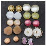 10 Pair Circle Button Shape Clip on Earrings