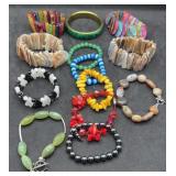 Group of 13 various Beaded Stone Bracelets