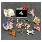 Sterling Charm & Patriotic Pins
