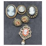 Cameo Lot Pins Earrings & Charm