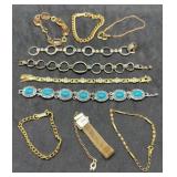 Group of 10 Silver/Gold Tone Bracelets