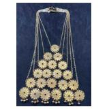 Gold Tone Multi Stand Bib Necklace