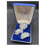 Vintage Crystal Cluster Brooch & Earrings