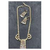 Art Deco AB Rhinestone Necklace & Earrings