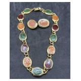 Enameled Goldtone Necklace & Earring Set