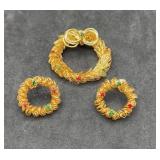 Vtg Wire Wrapped Brooch & Earring Set