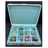 12 Pair Vintage Clipon Earrings & Case