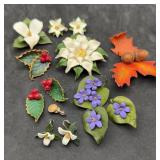 Artist Signed Leather Brooches & Earrings