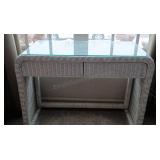 Wicker Desk w Glass Topper