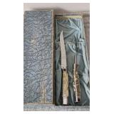 Vintage Ivory Handled Boxed Carving Set by