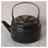 Vintage Black Enameled Tea Pot