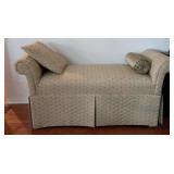 Upholstered Scroll Bench W Toss Pillows