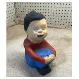 Cement Door Stop Boy Can Hold a Small Flag