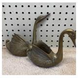 Pair of Brass Swans