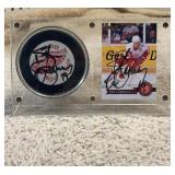 Signed Hockey Puck & Card, Steve Yzerman not COA