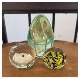 3 Glass Paper Weights