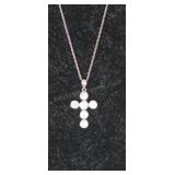 14kt White Gold 16" Chain w 14kt White Gold Cross