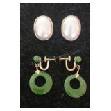 14kt Gold and Jade Screwback Earrings and