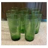 Green Swirl Glass Tumblers Set of 8