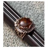Amber 925 Silver Ring Size 6.5