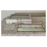 Jewelry Box, Glass Vanity Tray, & Crystal Ring
