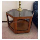 Six Sided Glass Top Table 26.5x26.5x20 inches