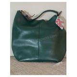 Colab Green Leather Handbag NWT 15x15