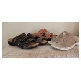 3 Pair Ladies Clarks Sandals Size 9 & 9.5