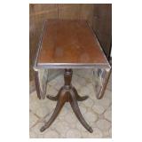Wooden Claw Foot Side Table w Drop Down Sides -