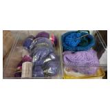 2 Small Totes of Assorted Yarn,  Crochet Needles